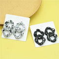 Black White Dot Earring