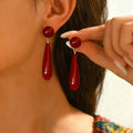 Red Acrylic Tassel Stud Earring