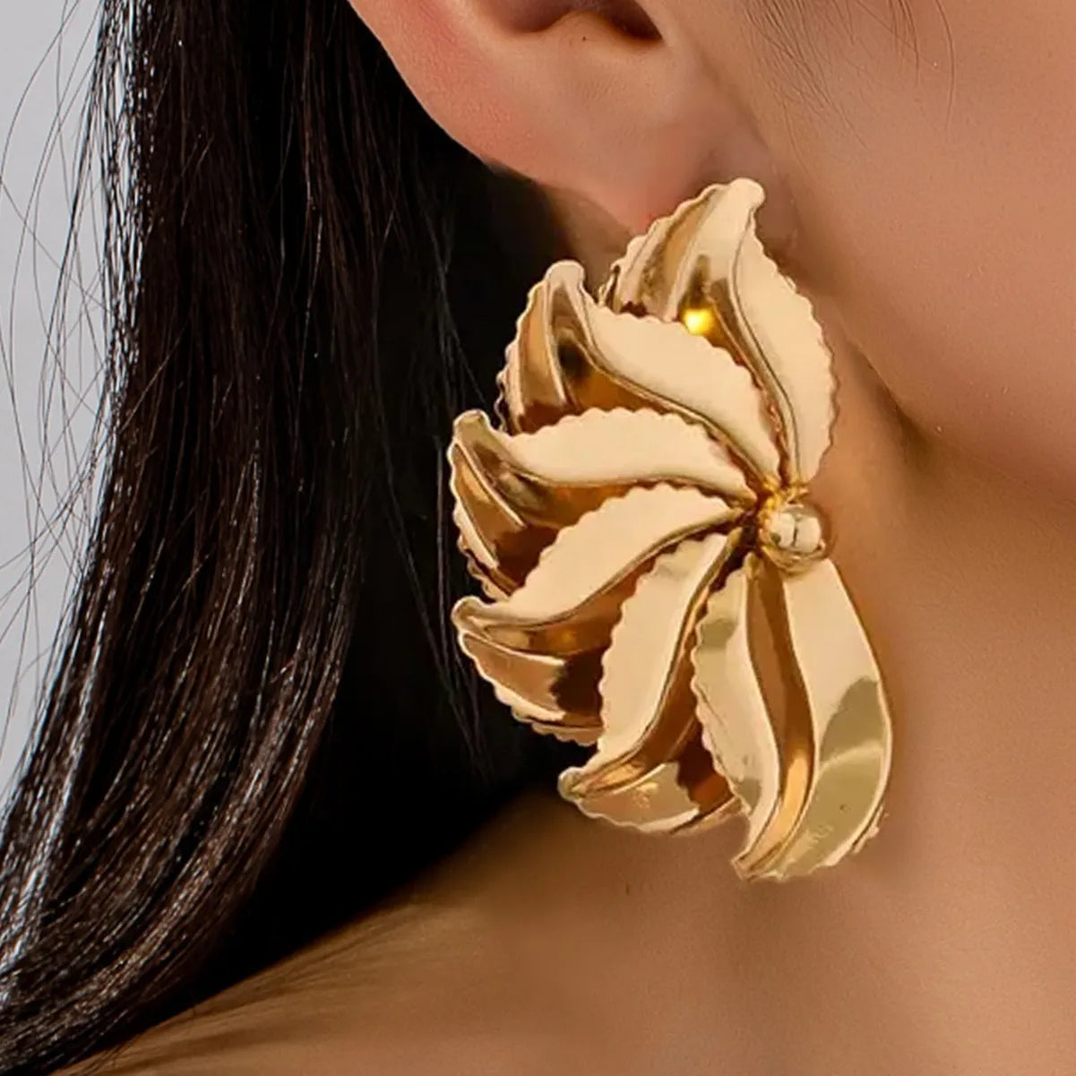 Golden Metal Flowers Earring