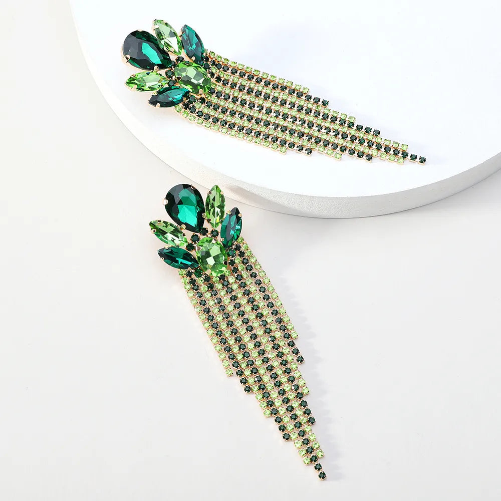 Navy Luxury Shiny Tassel Earring