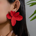 Red Metal Flowers Stud Earring