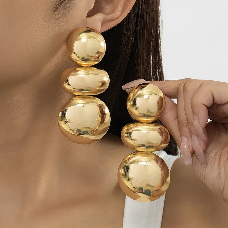Silver and Gold Exaggerated Round Drop Earring